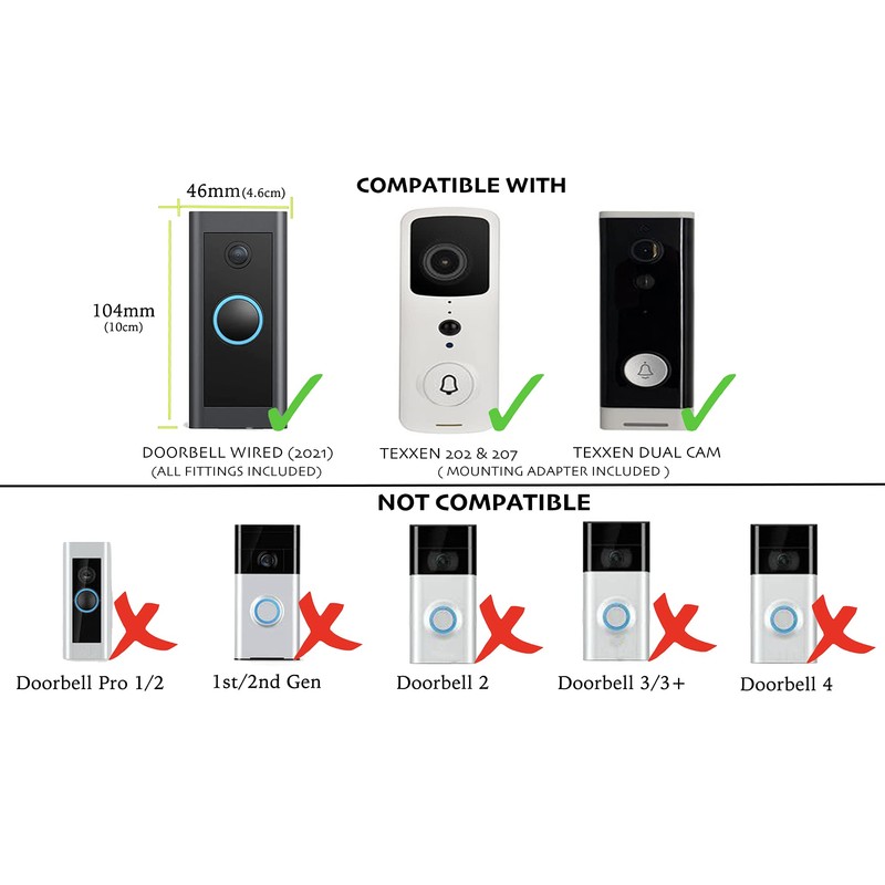 Gestech 60 Degree Corner Mount Wedge Compatible with Video Doorbell
