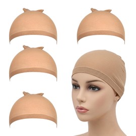 Gorra de Peluca 4 Piezas, Red para Cabello Elástica y Transpirable | Malla de Pelo de Extremo Cerrado para Mujer y Hombre, Cofias para Pelucas Naturales, Halloween y Uso Diario