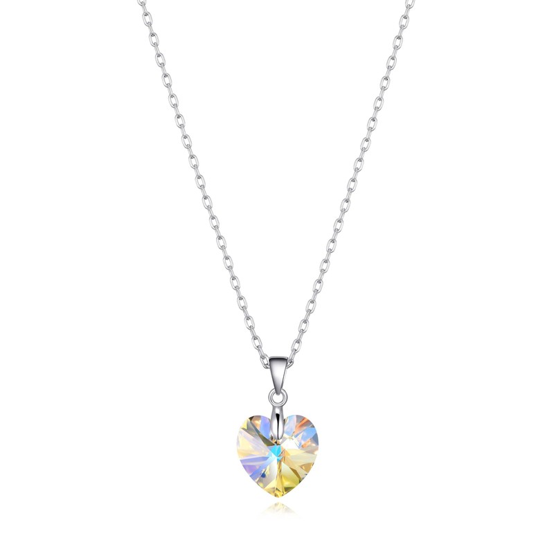 Philip Jones Sterling Silver Aurora Borealis Heart Necklace Created with