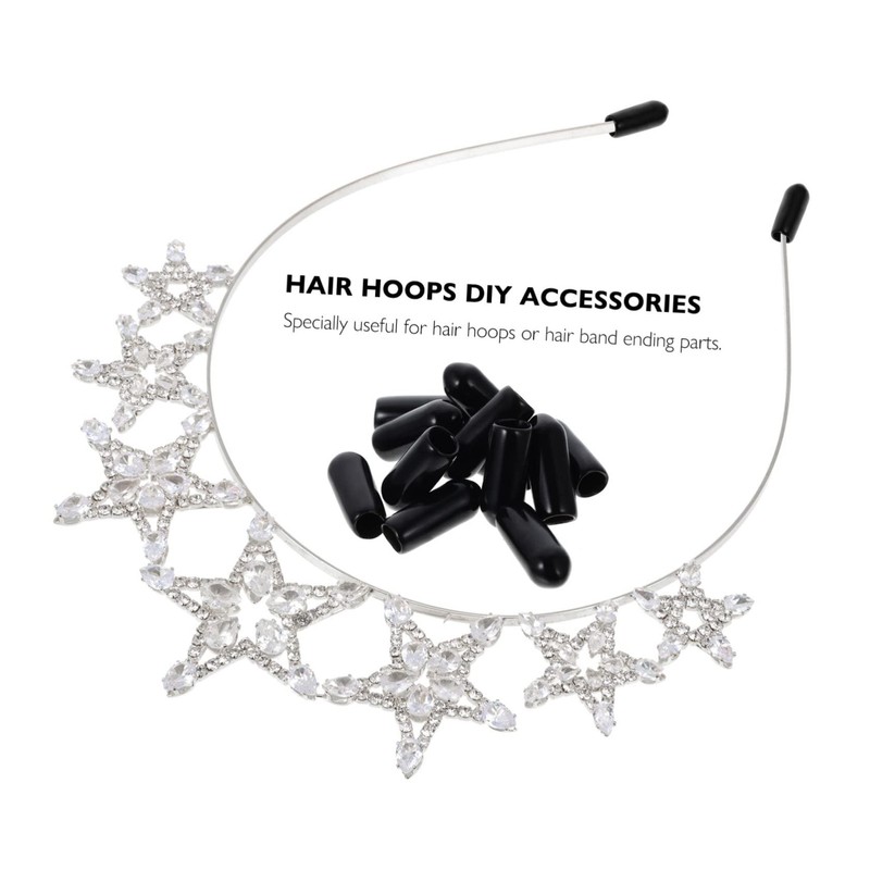 WOONEKY Headwear Supply 100pcs Rubber End Caps for Hair Band