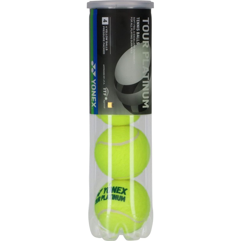 YONEX TB-TPL4 Tennis Balls, Tour Platinum, 4 Balls, 1 Can,