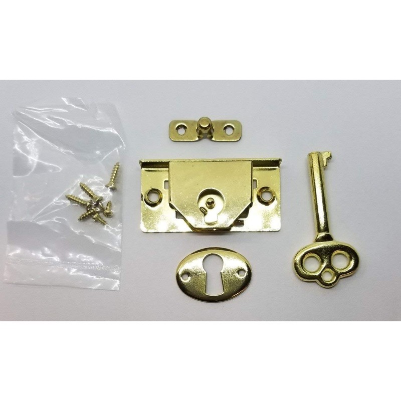 M-1880 - Brass PLTD Steel Half Mortise Chest Lock 1-3/4"Wide