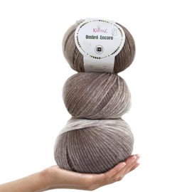 Ombré-Encore Super Soft Gradient Thick Yarn #5 Weight for Knitting & Crochet Chunky Scarves, Blankets, Hats, 100% Acrylic, 3 Balls, 507yds/420g (Coffee Cream)