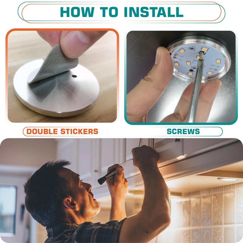 Lvyinyin Single LED Puck Light for Under Obove Cabinet Counter