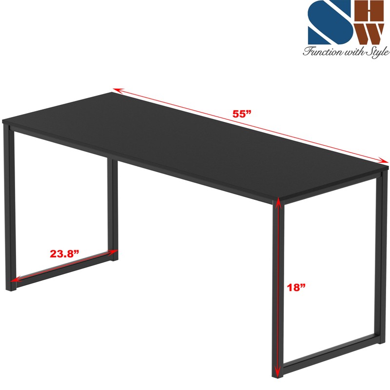 SHW Mission 55-Inch Home Office Computer Desk, Black