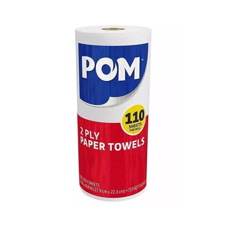POM Individually Wrapped 2-Ply Paper Towels 110 sheets/roll, 30 rolls