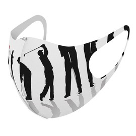 Sumakore 000140 Design Mask, Set of 2, Polyester, Washable, Cloth Mask, Unisex, Sports, Golf, Shot, Illustration