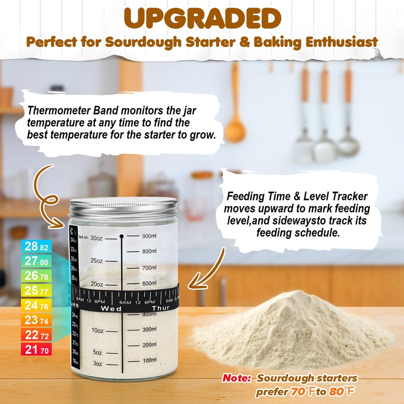 HK Sourdough Starter Kit, Sourdough Bread Baking Supplies with 9''