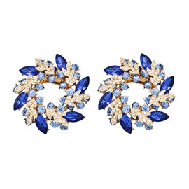 VOANZO 2pcs Bauhinia Rhinestones Brooch Pin Noble Fashion Blue Wreath Crystal Breastpin for Clothes Collar Dress Scarf Decoration (Blue)