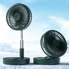 Primevolve Battery Operated Fan,Portable Rechargeable USB Floor Table Desk Fan with Adjustable Height, 4 Speed Settings Pedestal Fan for Bedroom Camping Travel,Green 7.7"