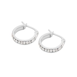 Edforce Stainless Steel Women Cubic Zirconia Hoops Earrings (Silver 17mm)
