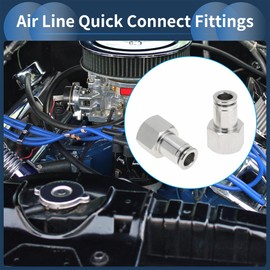 RATCHROLL Push to Connect Air Fittings 5/16" Female Thread Air Line Quick Connector 304 Stainless Steel 3/8"BSPT 2 Pcs Silver Tone