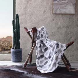 Wrangler - Throw Blanket, Soft Plush Fleece Bedding, Western Decor for Bed or Couch (Canyon Ikat Grey, 50" x 60")