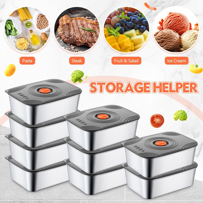 Layhit 10 Set Stainless Steel Food Containers with Lids Metal