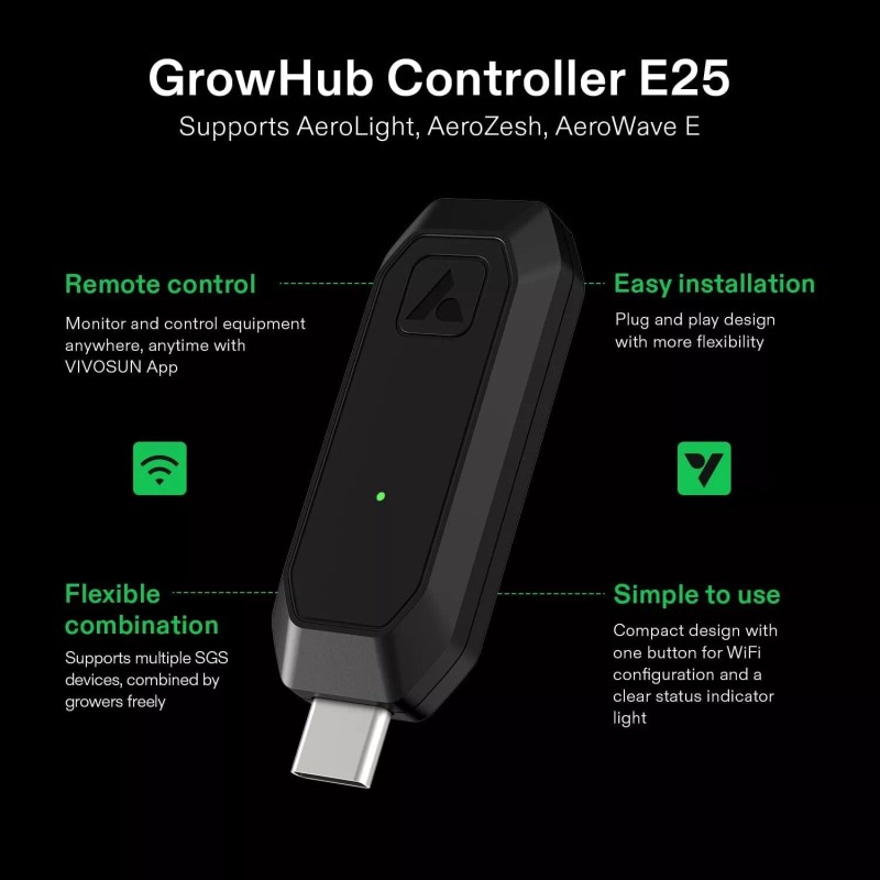 VIVOSUN GrowHub Controller E25, Supports Smart Grow System Devices
