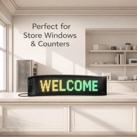 Programmable LED Message Board, Digital Scrolling Sign with App Control for Store Window, Shop, Bar, and Car Display, USB Powered (23 x 4.7Inch)