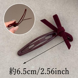 Fesanla Velour Ribbon Red Hair Accessories, Hairpins, Fashionable, Set of 2, Patch Closure, Cute, Hair Clip, Hair Ornament, Hair Accessory, For Weddings, School Entrance Ceremonies, Graduation
