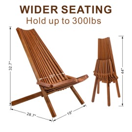 primestok Acacia Wood Folding Lounge Chair, Low-Profile Fully Assembled Outdoor Chair for Patio, Poolside, Garden & Porch (Teak Color)