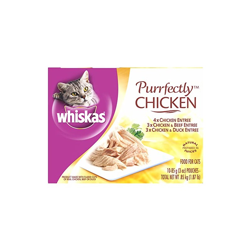 Whiskas Purrfectly Chicken Variety Pack Wet Cat Food 3 Ounces,