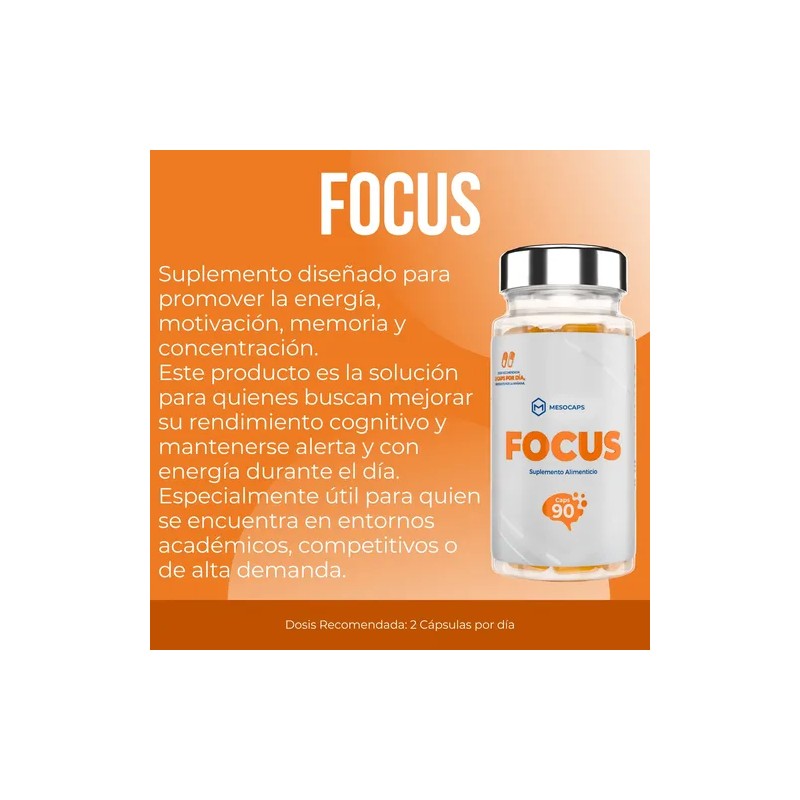 Suplemento Natural Focus 90 Cápsulas Para La Concentración