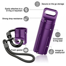 Aluminum Alloy Carrying Case Compatible with Ledger Nano X/S Plus YubiKey USB 5 5C NFC Nano, Waterproof & Shockproof USB Thumb Drive Device Storage, Secure Case for Cryptocurrency Cold Wallet, Purple