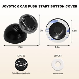 ZNDAW Joystick Car Push Start Button Cover, Metal Car Starter Engine Start Stop Button Joystick, Cool Automotive One-Touch Start Button Rocker, Vehicle Ignition Button Protector (Black)