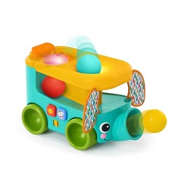Bright Starts Pop & Roll Safari Bus Ball Play Toy - Juguete de elefante y lanzador, juguete para gatear bebé, unisex, a partir de 6 meses