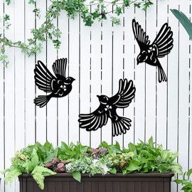 SHAIDOJIO 3PCS Metal Hummingbird Wall Decor, Black Bird Wall Decorations Outdoor Living Room Garden, Multi-Posture Hummingbird Wall Art Decor, Metal Indoor Hanging Decor Ornaments for Bedroom Yard
