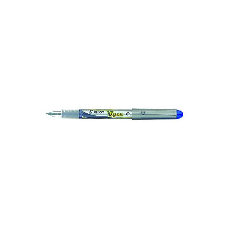 PILOT V-Pen Disposable Fountain Pen Silver Medium Nib - Blue