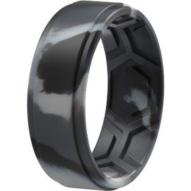 ThunderFit Anillos de silicona para hombre, 7 anillos, 4 anillos, 1 anillo, diseño transpirable, borde de paso elegante, 8 mm de ancho, 2,2 mm de grosor, 13.5 - 14 (22.69mm), Silicona, Sin piedras preciosas