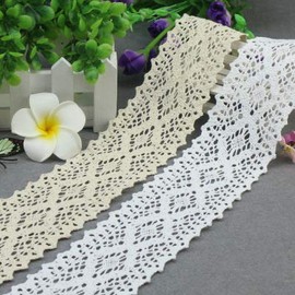 Yulakes Y06010 5 Yard 6.5 cm Cotton Lace Ribbon Vintage Crochet Ribbon Lace Trim for Sewing Crafts Wedding Decoration Scrapbooking Gift Box Y06010 (Beige)