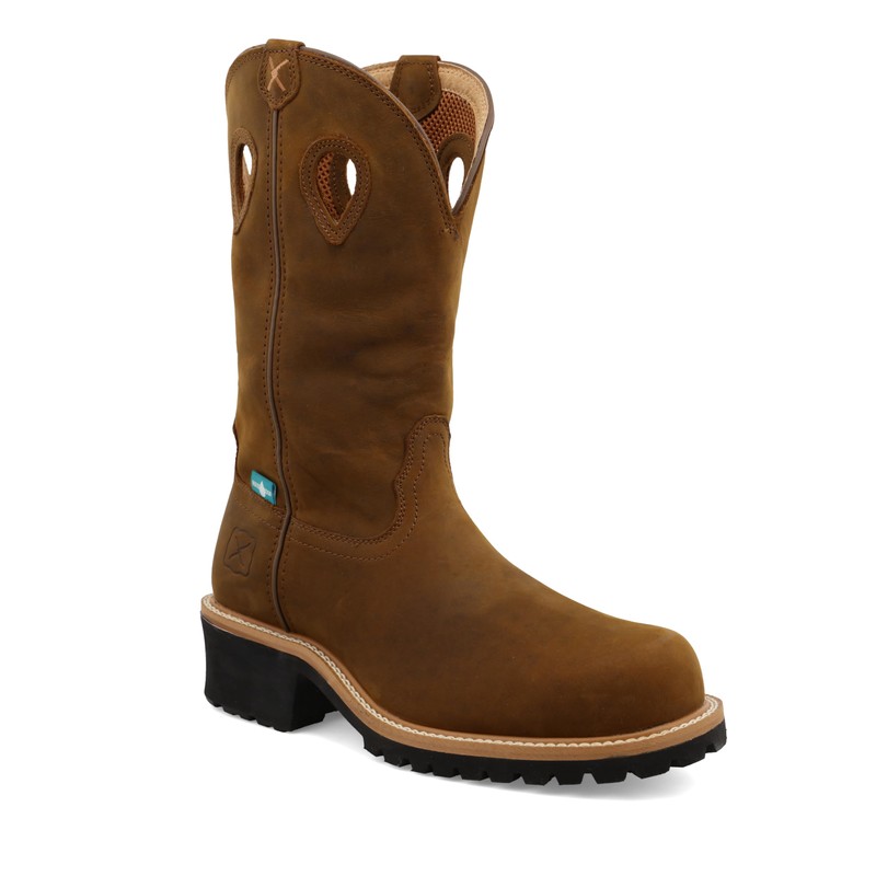 Twisted X Men's 12" Pull On Logger Boot, Round Toe