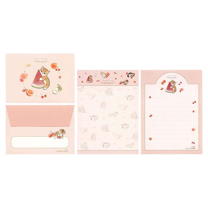 mofusand S208977 Mini Letter Set, Fruit, Letters, Stationery, Envelopes, Cute