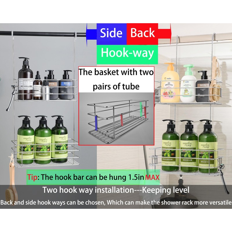 Seltomer Hanging Shower Caddy Bathroom Inside Shower Rack Shampoo Holder
