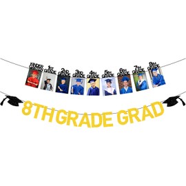 8TH Grade Graduation Photo Banner, 8TH Grade Graduation Decorations 2024, 4BYLQ-8TH-ZX 8TH Grade Graduation Banner, 8TH Grade Graduation Party Decorations Photo Banner for Eighth Grade Graduation