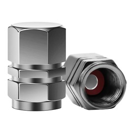 SAVITA 8 Packs Aluminum Tire Valve Stem Caps with Gasket Universal Hexagon Valve Covers Replacement for Cars, SUV, Bike, Motorcycles | Heavy-Duty, Airproof Seal | Screw-On, Easy-Grip (Silver)