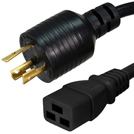 NEMA L5-20P to C19 Power Cord, 15 Foot, 20 Amps/125V, 12/3 AWG - Iron Box Part # IBX-4932-15