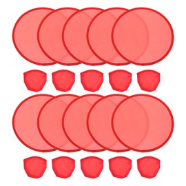 PATIKIL 10 Inch Foldable Flying Disc, 10 Pack Folding Pocket Colorful Flying Disc Bulk Set for Beach Lawn Park Camping Game, Red
