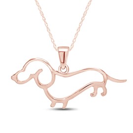 AFFY Dachshund Dog Charm Pendant Necklace In 14k Rose Gold Over Sterling Silver, Elegant Silver Jewelry and Silver Chain 18 Inches Long, Ideal Gifts for Women and Pet Lovers