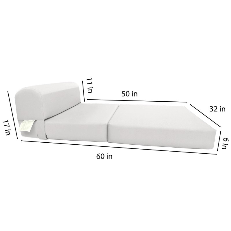 Amfuton White Sleeper Chair Folding Foam Beds, Portable Flip Couch