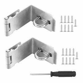 Kitmose 5 Inch 90 Degree Padlock Hasp, Right Angle Door Hasp Latch Lock with Screws,Stainless Steel Safety Door Clasp Hasp Gate Latch Lock for Push Sliding Barn Door,Brushed Finish,2 Pack