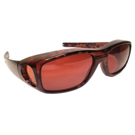 Ideal Eyewear Blue Blocking Fit Over Sunglasses with Spring Hinges - HD Copper Driving Lenses - Wear Over Glasses Men Women (Brown Frame)