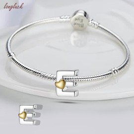 LONGLUCK Complete A~Z Alphabet Charm Letter Beads Solid 925 Sterling Silver Fits European Bracelets Necklace Women Jewellery Gift Options, Sterling Silver, Cubic Zirconia