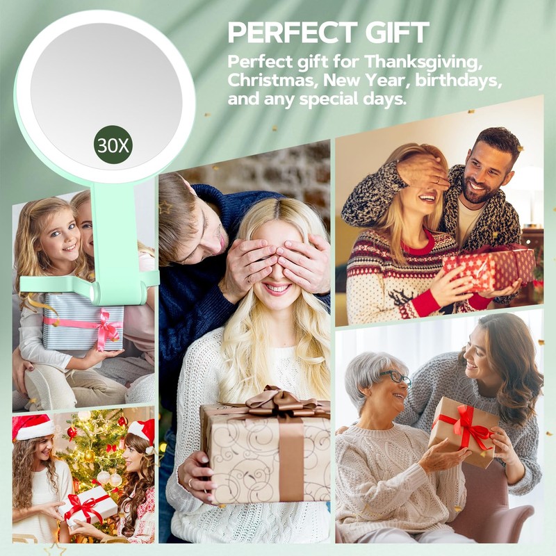 MIYADIVA Lighted Makeup Mirror, 30X Magnifying Mirror with Light, Hanging