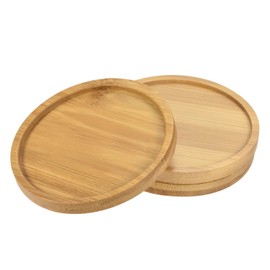 TIXIPEM Plant Pot Saucer [3PCS] - Round Flower Drip Tray Use for Indoor & Outdoor & Garden & Potted Plants - 4IN Outer Diameter Bamboo Plant Tray Flower Pot Saucers
