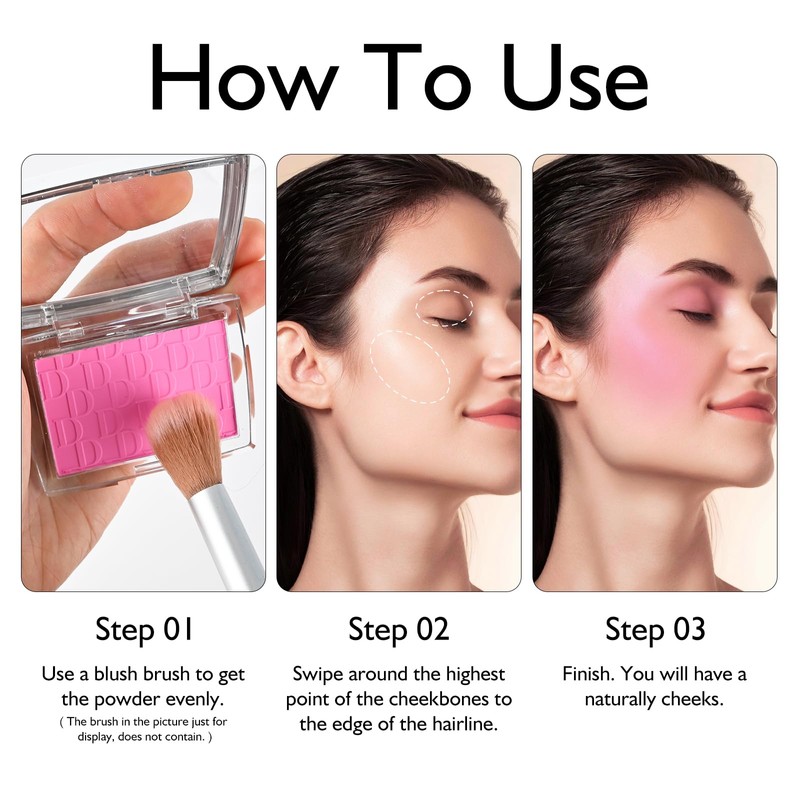 KYDA Powder Blush, Radiant Glow Face Blusher, Blendable Formula, Lasting