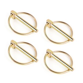 Yuntop 4 PCS Heavy Duty Stainless Steel Gold Lynch Pins with Ring for Trucks, Tractors, Trolleys, Lawn Mowers, & Trailers (1/4 Inch / 6 mm x 1-3/4 Inch / 45 mm)
