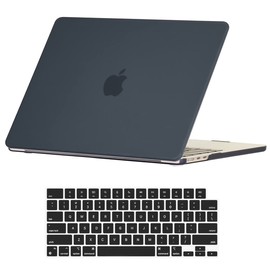 RUBAN Compatible with MacBook Air 13.6 inch Case 2024 2023 2022 Release A3113 A2681 M3 M2 Chip with Liquid Retina Display & Touch ID, Matte Hard Shell Case & Keyboard Cover (Black)