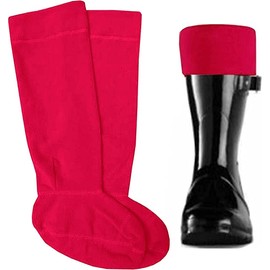 Sock Tec Womens Fleece Wellie Socks Adult Ladies Welly Wellington Boot Thermal Liners Warm Outdoor Sock One Size 4-7 (Red)