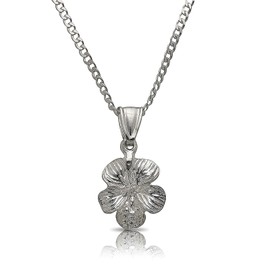 Better Jewelry .925 Sterling Silver Hibiscus Flower West Indian Pendant w. Cuban Chain (16)